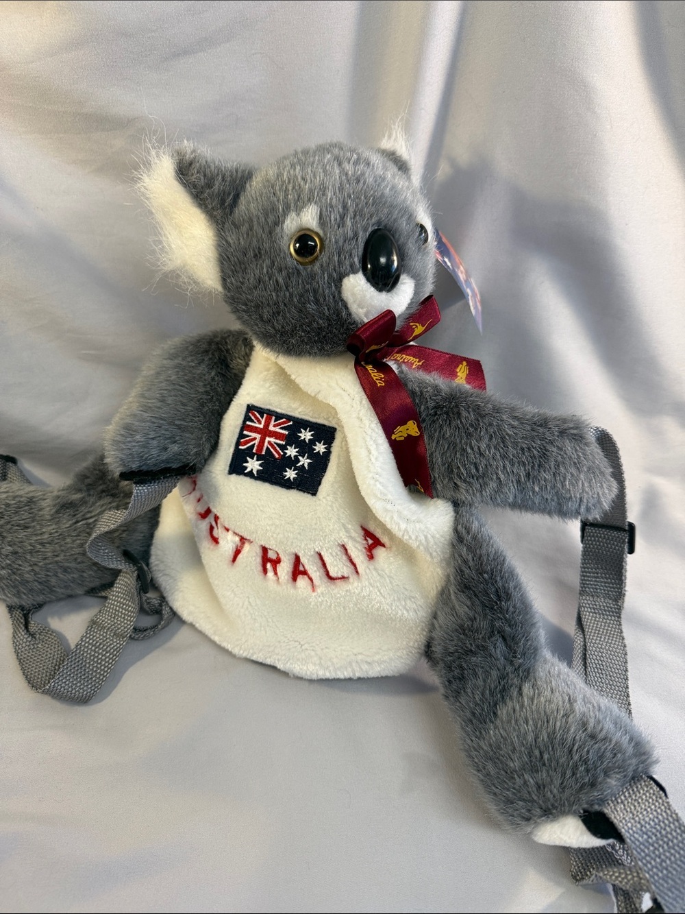 Plush Koala Kids Backpack - Gray and White
